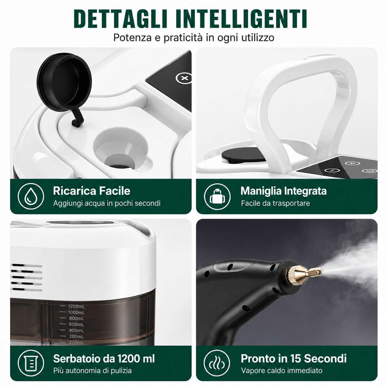 Pulitore a Vapore ad Alta Pressione 2500W